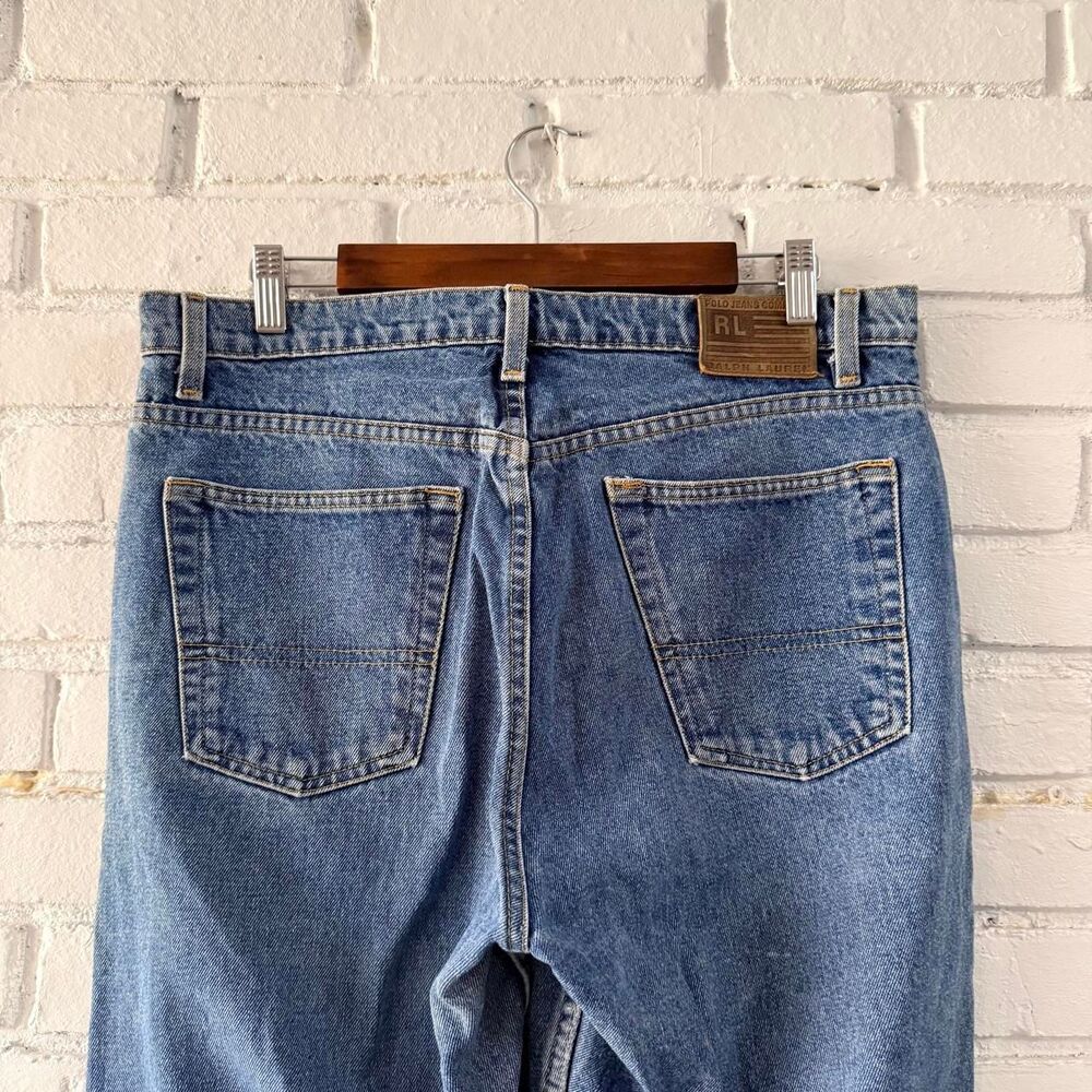 Vintage 90s Polo Ralph Lauren Straight Leg Faded Denim Jeans (Size 34x32)